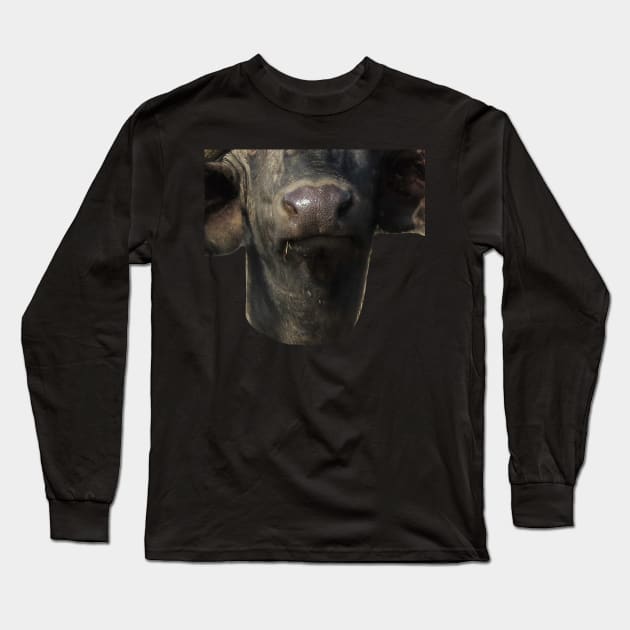 Water Buffalo Mouth Long Sleeve T-Shirt by ellenhenryart